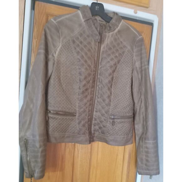 J2 Womens Quilted Dyed Bomber Jacket, Brown Medium Vegan Leather Medium - Picture 2 of 6
